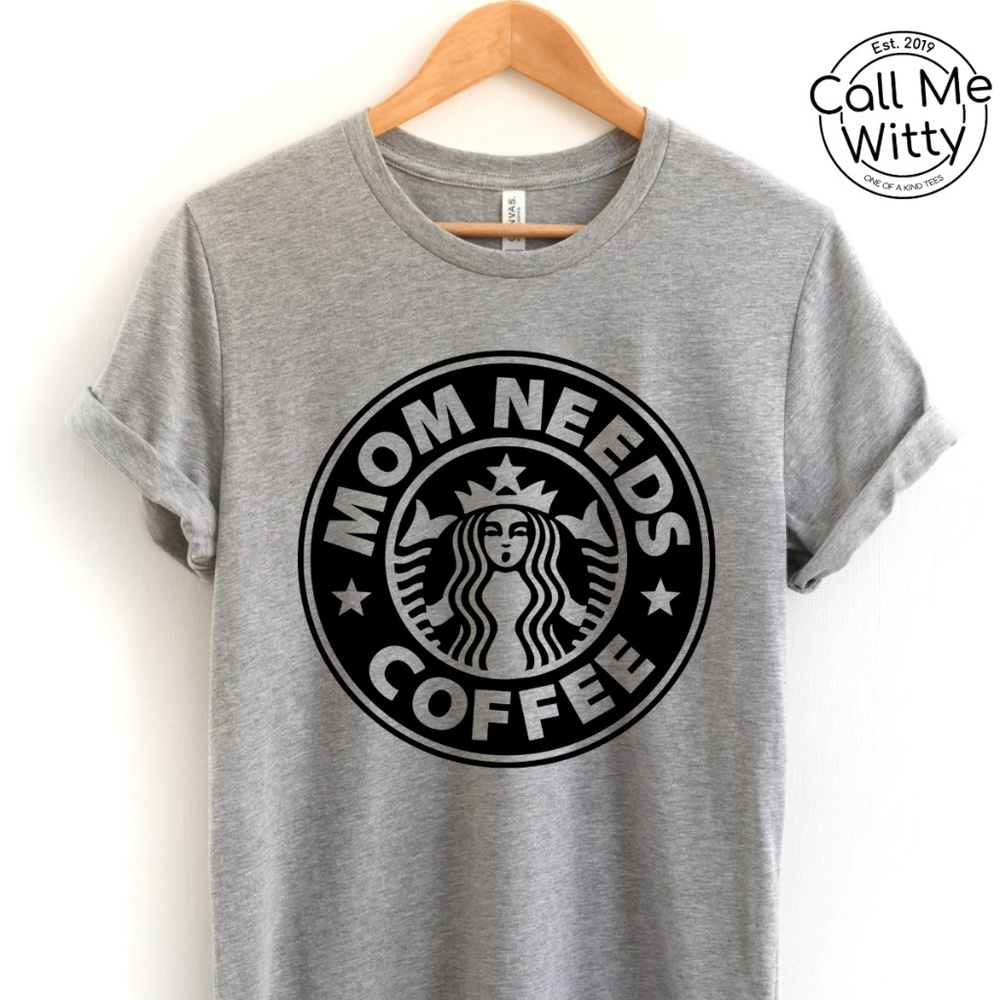 Mom Mama Life Graphic Tee T Shirt Top Gray Black